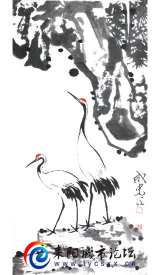 6成忠臣国画《松鹤图》.jpg