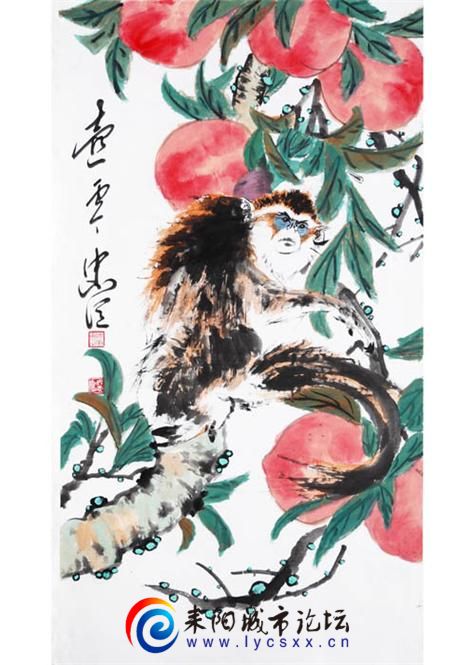 10传统国画作品《寿桃三千年》.jpg